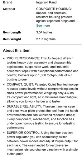 Ingersoll Rand 2235QTiMAX 1/2” Drive Air Impact Wrench 1,300LB Torque (PPP35/G32 - Picture 18 of 22