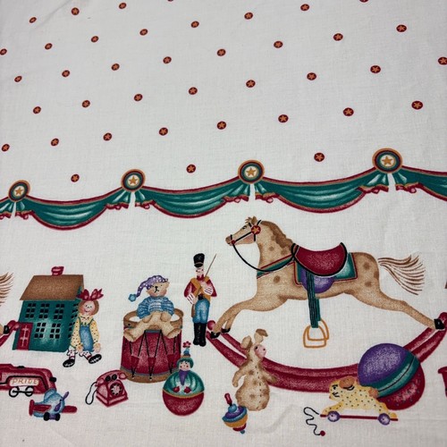 Vtg Daisy Kingdom Fabric Double Border 1 yard x 44" Wide Holiday Horse Teddy - Picture 3 of 6