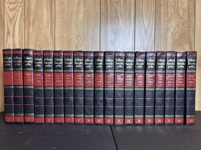 Collier's Encyclopedia 1960 Set Vol. 1-19 Very Good Condition Black Leather