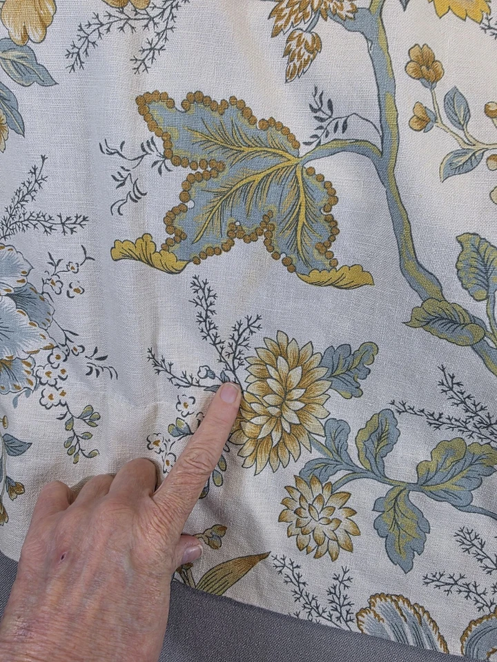 Cortina Pottery Barn Cynthia Palampore Marie lino algodón con ganchos 4 paneles 48x82 Foto 3 de 4