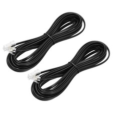 2Pcs Telephone Cord 16.4ft Phone Cable 8P4C to 6P4C Wire RJ45 to RJ11 Black