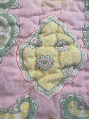 Pottery Barn Kids Crib Quilt Pink Green PAISLEY Double Side Blanket Wall Hanging - Picture 6 of 6