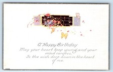 A Happy Birthday - Butterfly Floral Greeting Postcard