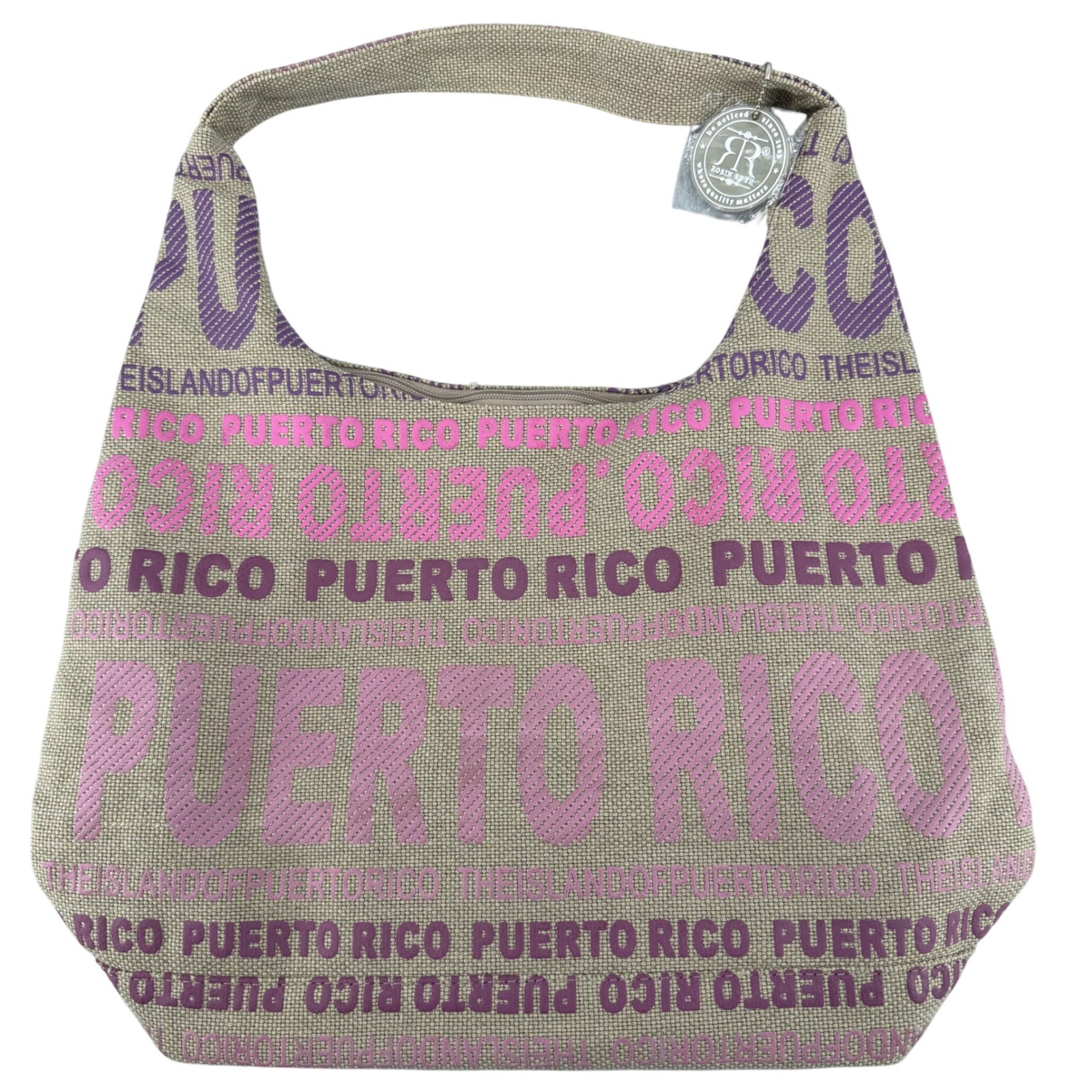 Robin Ruth Puerto Rico Canvas Hobo Bag Pink Purple Souvenir Shoulder Bag Large