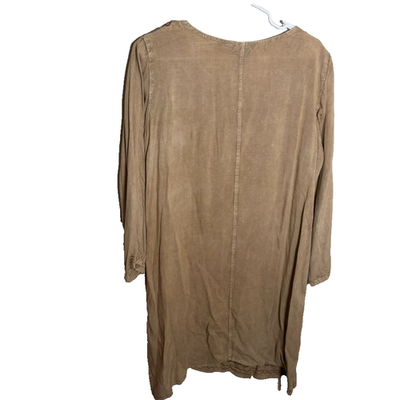sr fashion dresses SR Fashion Dress Women's Free Size Rayon Brown Shift Cottage Embroidered