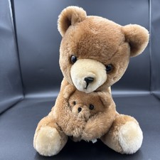 R. Dakin Mama and Baby Bear Plush Stuffed Toy 10" Nature Babies Tan Teddy