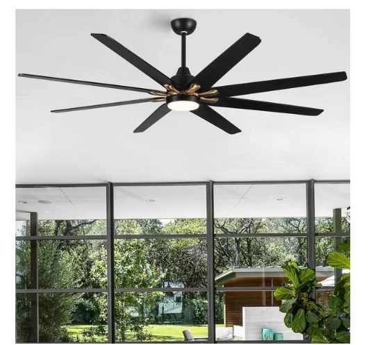 YUHAO 72" Industrial Negro Dorado LED Ventilador de Techo Luz Regulable Motor DC Control Remoto Foto 2 de 4