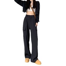New Women High Waisted Loose Casual Straight Wide Leg Cargo Pants For Women
