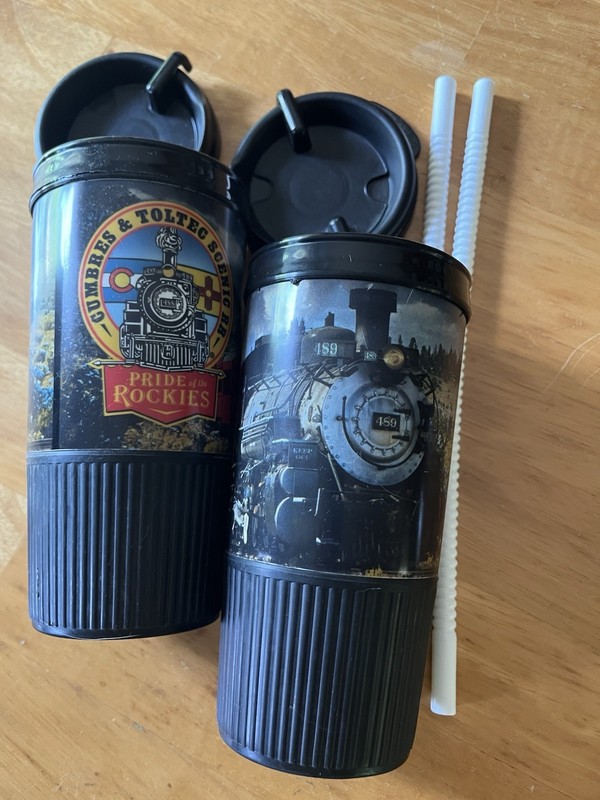 Pair Of Cumbres & Toltec Scenic RR Plastic Travel Coffee Mugs