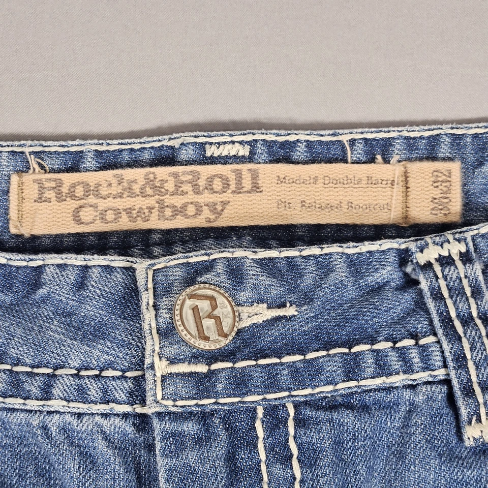 Rock and Roll Cowboy Double Barrel Bootcut Relaxed Denim Jeans Mens 36x32  - Image 3 of 4