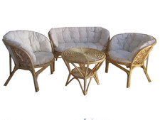 Salotto Rattan Naturale Da Esterno Giardino Vimini Salottino Set