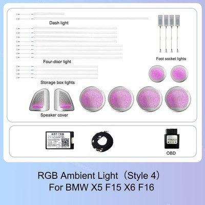 11-Color RGB Ambient Light Kit For BMW X5 X6 F15 F16 2014-2018 Interior Trim