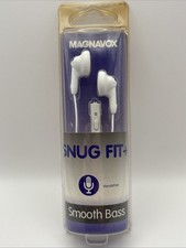 Magnavox Snug Fit Wired Earphones with Mic White MHP4820m-WH Smooth Bass New