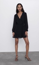 Zara Black Long Sleeve Mini Dress Size Xs