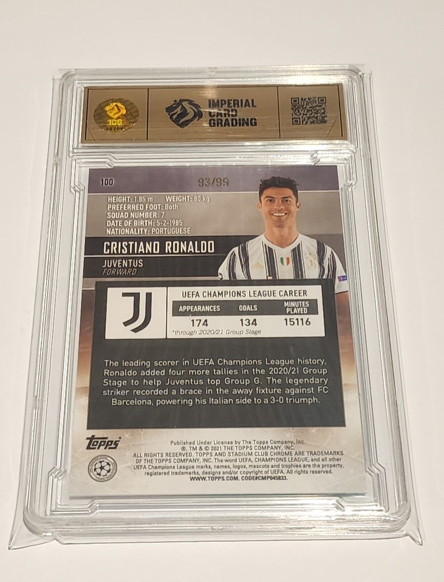 2020-21 Topps Stadium Club Chrome UCL Green Refractor Cristiano Ronaldo 93/99  view 2
