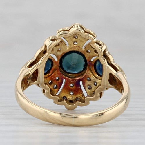 Anillo De 3 Piedras De Zafiro Azul De 1.42ctw En Oro Amarillo De 18k Talla 6 - Imagen 4 de 10