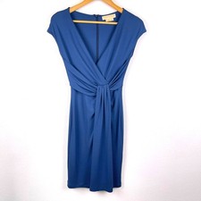 Michael Kors Petrol Blue Surplice Twist Front Rayon Short Sleeve Dress Size 4