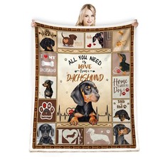 50x60" Dachshund Lovers' Gift Blanket Weiner Dog Themed Throw for Sofa