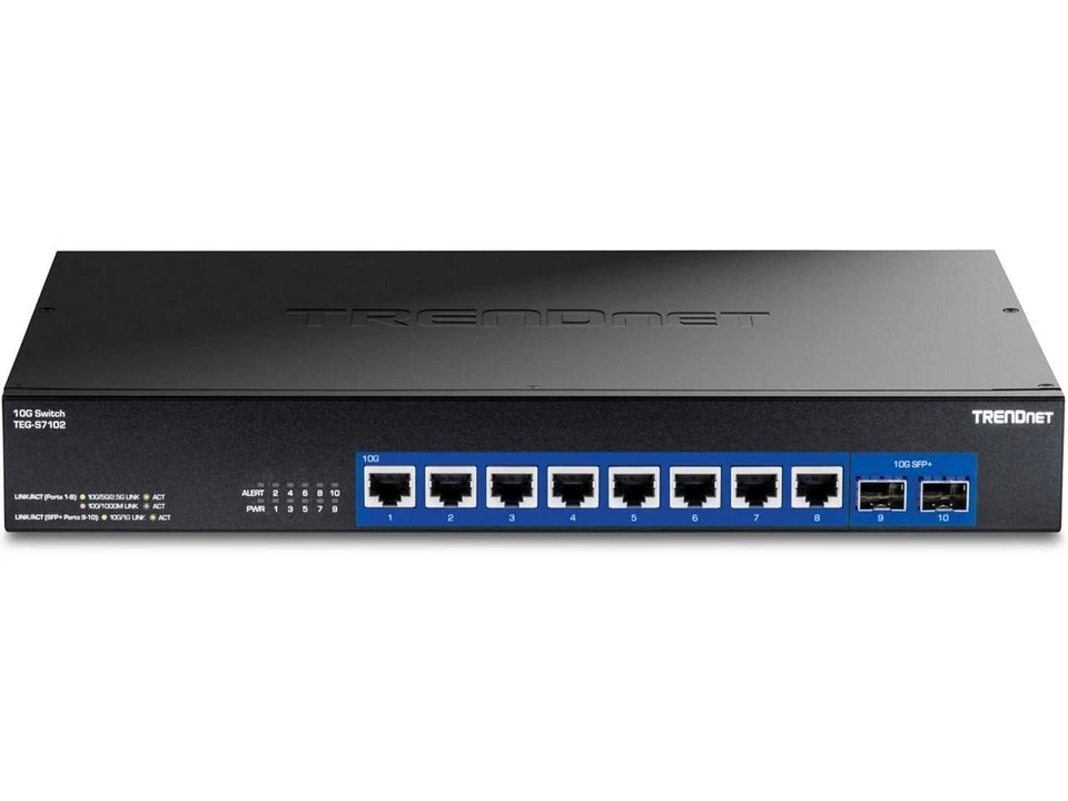 TRENDnet 10-Port 10G Unmanaged Switch, TEG-S7102, 8 x 10G RJ-45 Ports, 2 x 10G - Image 2 of 4