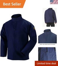 Flame Resistant Navy Cotton Welding Jacket - 30" with Snap Closure Pockets