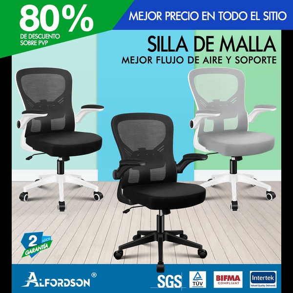ALFORDSON Silla Oficina Malla Silla Ordenador Ejecutiva Ergonómica Regulable 