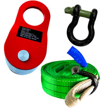 Profi-Bergeset Starker Abschleppgurt 1,5 m, 14T Umlenkrolle 10 T, Schäkel 7/8