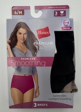 HANES Women's Premium Seamless Smoothing Briefs 6/M NWT 3-Pack Beige, Blk, White