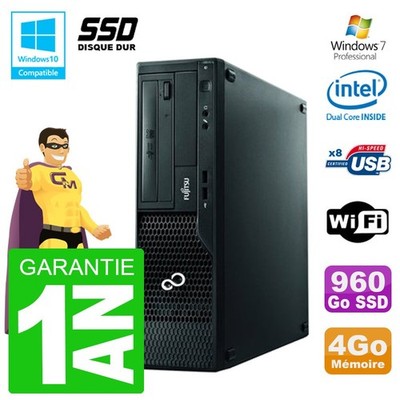 PC Fujitsu Esprimo E500 E85 + Dt G640 RAM 4Go SSD 960Go DVD Wifi W7