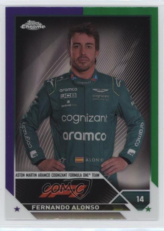 2023 Chrome Formula 1 F1 Drivers Purple Green Refractor Fernando Alonso #32 11s9