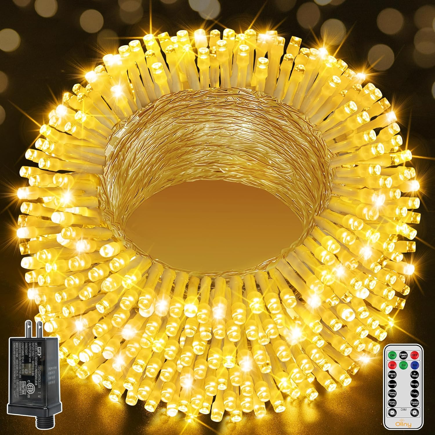 800LED 262FT Outdoor String Lights Warm White Waterproof Fairy Lights with Remote Control