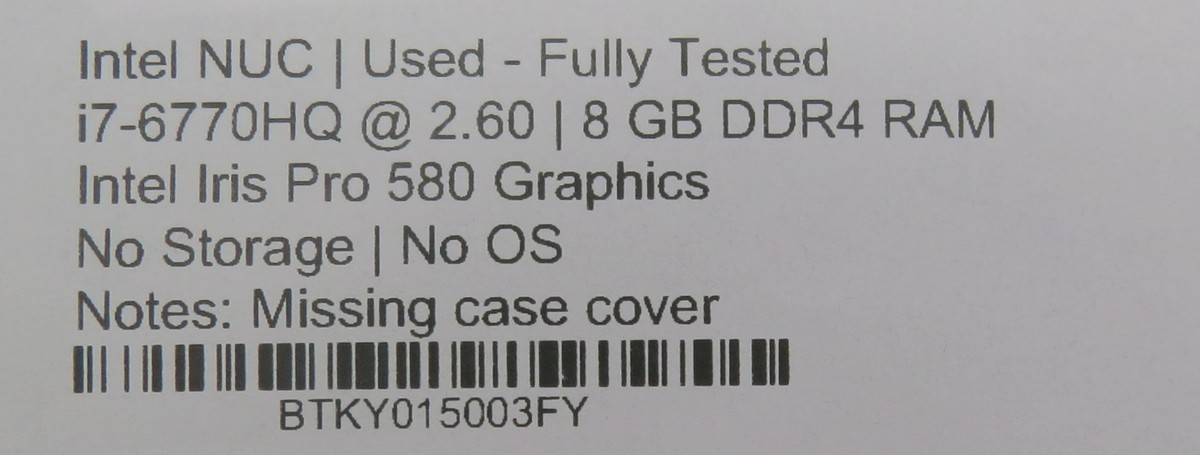 INTEL NUC 6 Skull Canyon /i7-6770HQ/8GB DDR4/Intel Iris Pro 580/NO