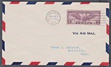 WINGED GLOBE 5C #C12 US FIRST DAY COVER 1930, NO CACHET FDC AIRMAIL ENVELOPE