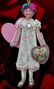HANDMADE Valentine's Day Ornament VICTORIAN STYLE by Debra Beaumier