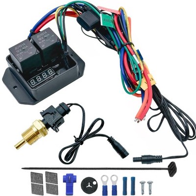 DIGITAL ADJUSTABLE THERMOSTAT DUAL ELECTRIC FAN 3/8 INCH NPT TEMPERATURE SWITCH