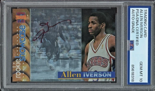 1996-97 Stadium Club Rookie Showcase RS Allen Iverson RC Red Ink PSA DNA 10 Auto