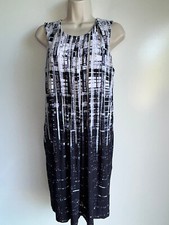 Calvin Klein Black & White Print Sleeveless Lined Dress Size XS