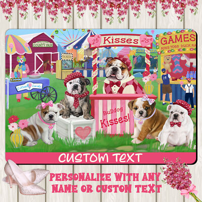 Bulldog Floor Mat Personalized Pet Door Mat Valentine Day NWT