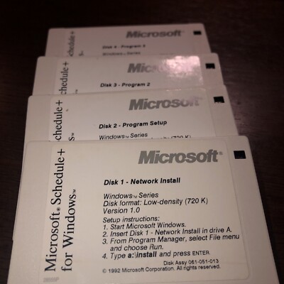 Microsoft Schedule+ For Windows 92 Floppy Disks 3.5'' Version 1 (4) Disks