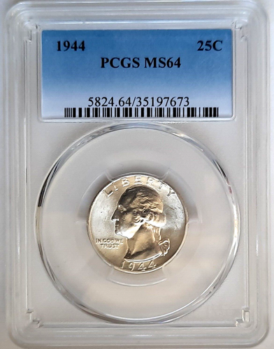 1944 Philadelphia Mint Silver Washington Quarter- PCGS MS 64-Fading Blue Label - Picture 3 of 4