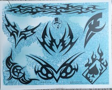 Tattoo Studio Shop Flash Single w/ Line Work Moon, Spade, Fire, 11" X 14" Print