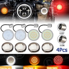 4pcs 1156 1157 Front & Rear LED Bullet Turn Signal Lights for Harley Motorcycle