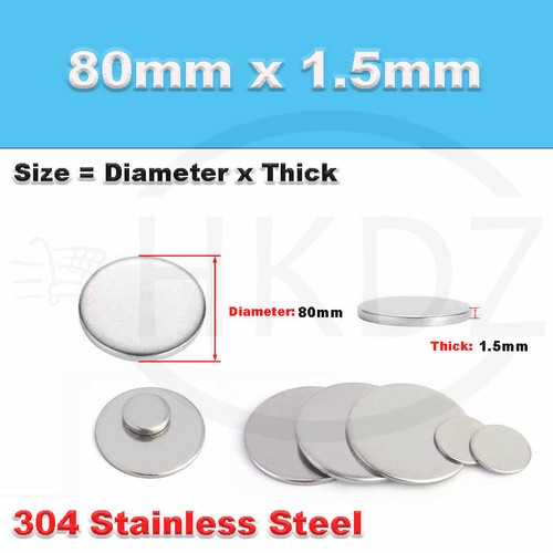 Stainless Steel Blank Round Disc 304 Grade Metal Sheet Plate Ø6-80mm Thick 1-5mm - Picture 235 of 240