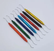 NEW Hollow MULTI COLOUR 7 PCS Gracey Curette Set Dental Instruments CE