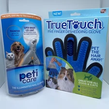 Pet Nail Clipper With LED Light And Deshedding Glove Combo For Cats And Dogs