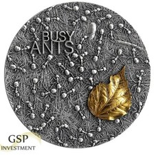 Busy Ants 2 oz Antique finish Silver Coin 10 Cedis Republic of Ghana 2022 109.29 per troy oz