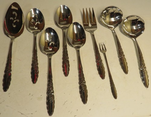 Oneida FLORAL GLEN 9 Pc Community Stainless Flatware Silverware Set Serving Lot - Picture 3 of 24