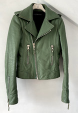 Sale! Stunning Preloved Leather Biker Jacket In Green By Balenciaga Sz Fr38 Rock