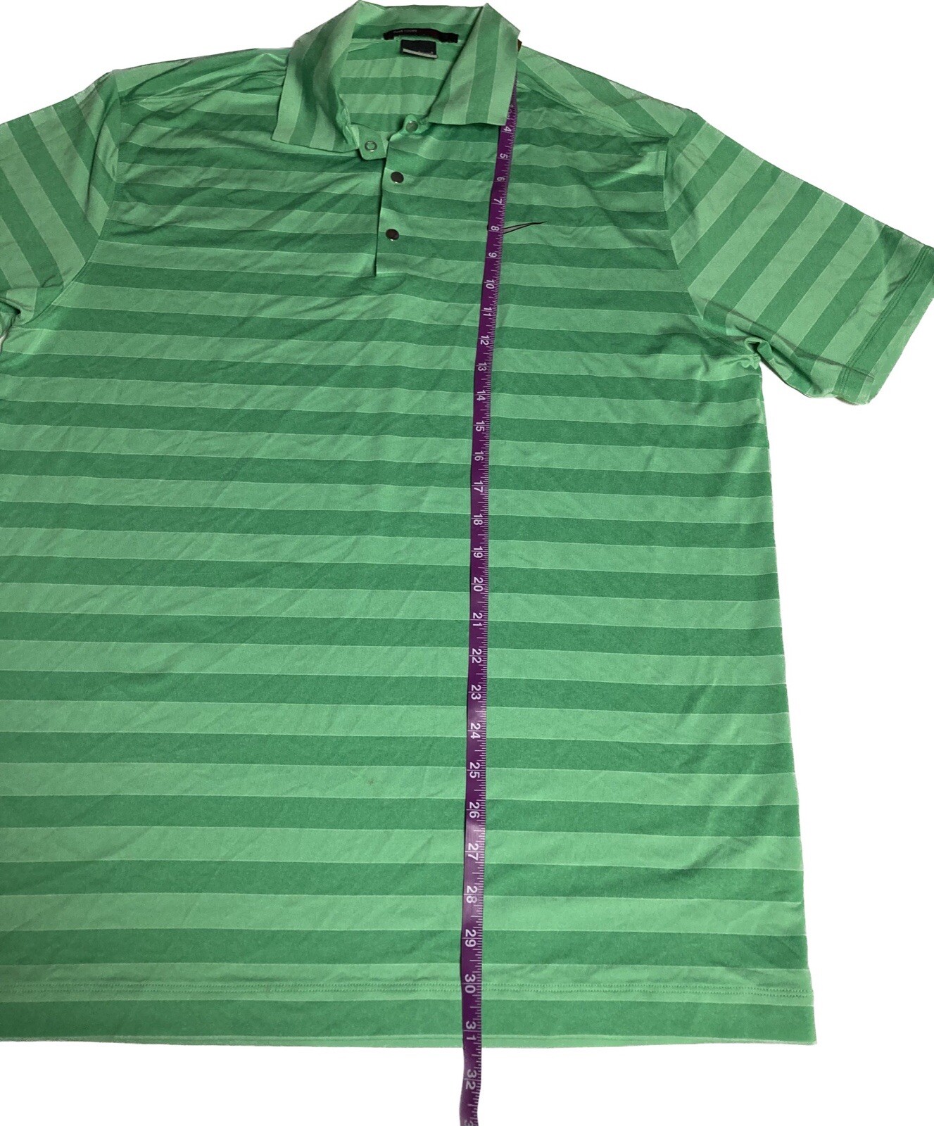 Nike Shirt Mens L Green Polo Short Sleeve Tiger Woods Collection Striped Dri-Fit thumbnail 6
