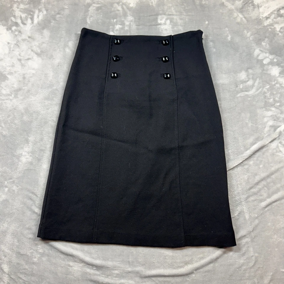 Falda lápiz Banana Republic talla 10 negra lana cintura alta marinero cremallera lateral