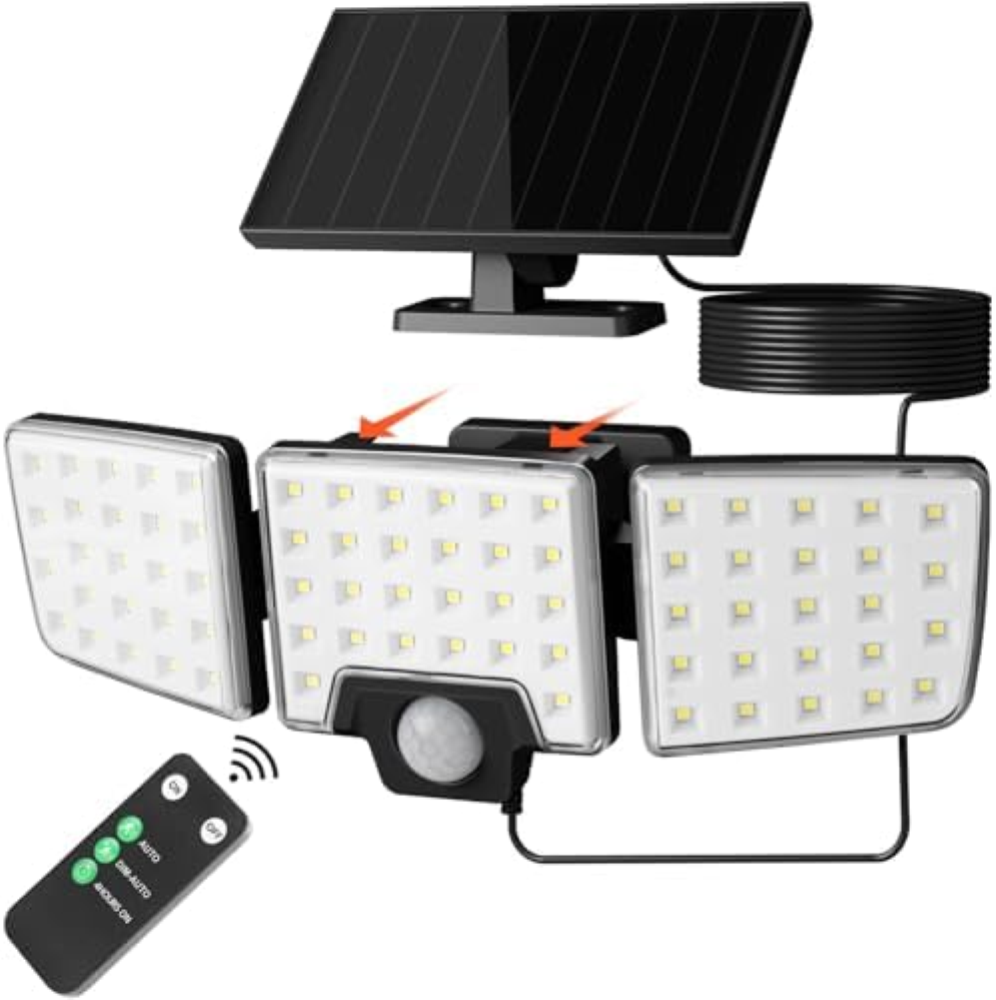 Lepro Lampada Solare da Esterno con 3 Pannelli Luminosi, Luce Solare Esterno con